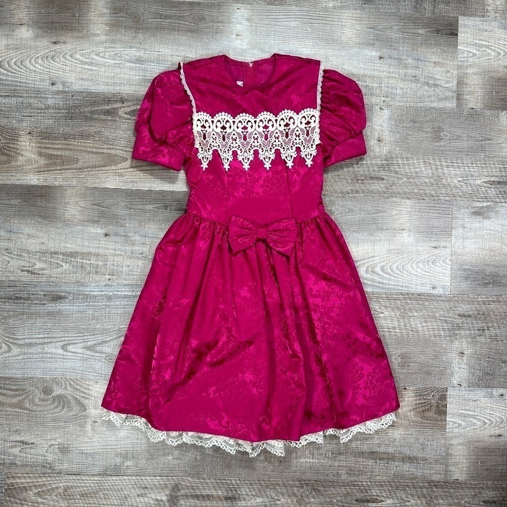 Vintage Jessica McClintock Gunne Sax Magenta Pink Girls Dress Size 12 New